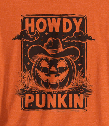 T - Shirt - Howdy Punkin Halloween Cowboy Jack - o - lantern Pumpkin | Halloween | Bella + Canvas Unisex T - shirt from Crypto Zoo Tees