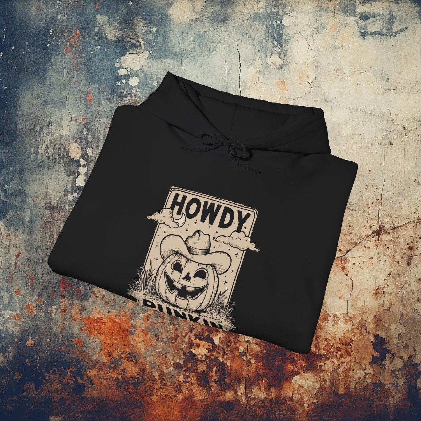 Hoodie - Howdy Punkin Halloween Cowboy Jack - o - lantern Pumpkin | Halloween | Hoodie | Hooded Sweatshirt from Crypto Zoo Tees