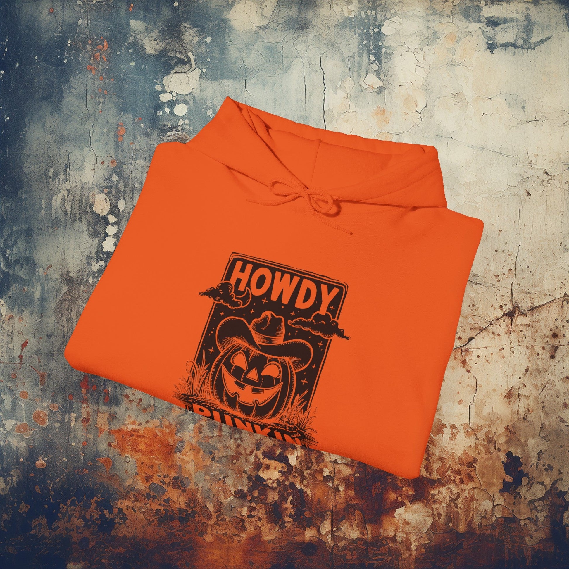 Hoodie - Howdy Punkin Halloween Cowboy Jack - o - lantern Pumpkin | Halloween | Hoodie | Hooded Sweatshirt from Crypto Zoo Tees