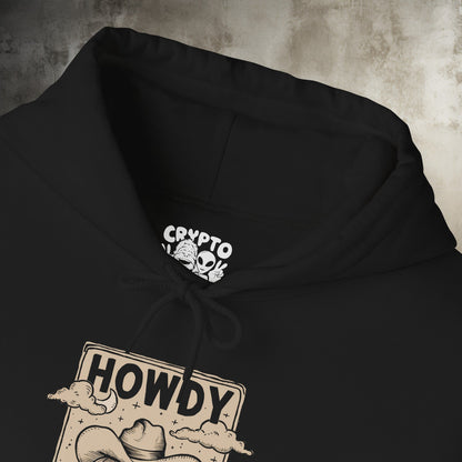 Hoodie - Howdy Punkin Halloween Cowboy Jack - o - lantern Pumpkin | Halloween | Hoodie | Hooded Sweatshirt from Crypto Zoo Tees