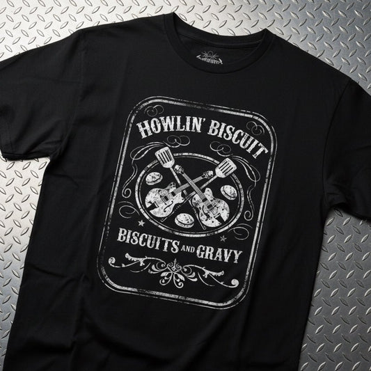 T-Shirt - Howlin Biscuit Shirt | Unisex Heavy Cotton - Gildan 5000 | Music, Retro & Vintage, Food & Drink | Rockabilly from Crypto Zoo Tees