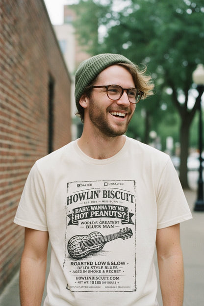 T-Shirt - Howlin Biscuit Shirt | Unisex Heavy Cotton - Gildan 5000 | Music, Retro & Vintage, Food & Drink | Rockabilly from Crypto Zoo Tees