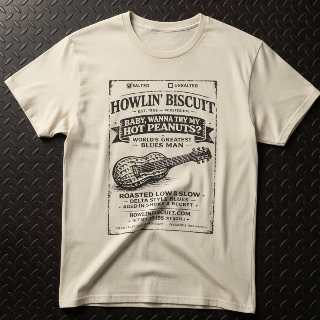 T-Shirt - Howlin Biscuit Shirt | Unisex Heavy Cotton - Gildan 5000 | Music, Retro & Vintage, Food & Drink | Rockabilly from Crypto Zoo Tees