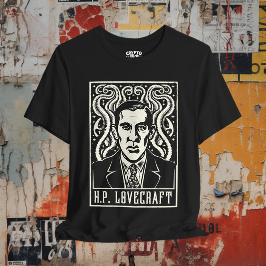 T-Shirt - H.P. Lovecraft Cthulhu Horror Gothic Author Tee | Bella + Canvas Unisex T-shirt from Crypto Zoo Tees