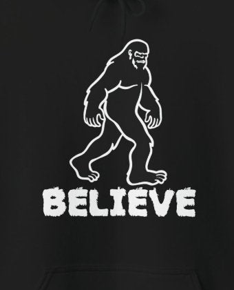 Hoodie - I Believe in Bigfoot Hoodie | Sasquatch Hooded Sweatshirt from Crypto Zoo Tees