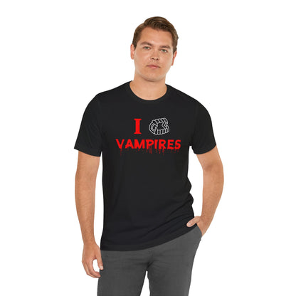 T-Shirt - I Bite (Love) Vampires Tee - Funny Vampire Shirt, Halloween T-Shirt, Gothic Unisex Tee, Vampire Gift, Retro Pop Culture Shirt from Crypto Zoo Tees