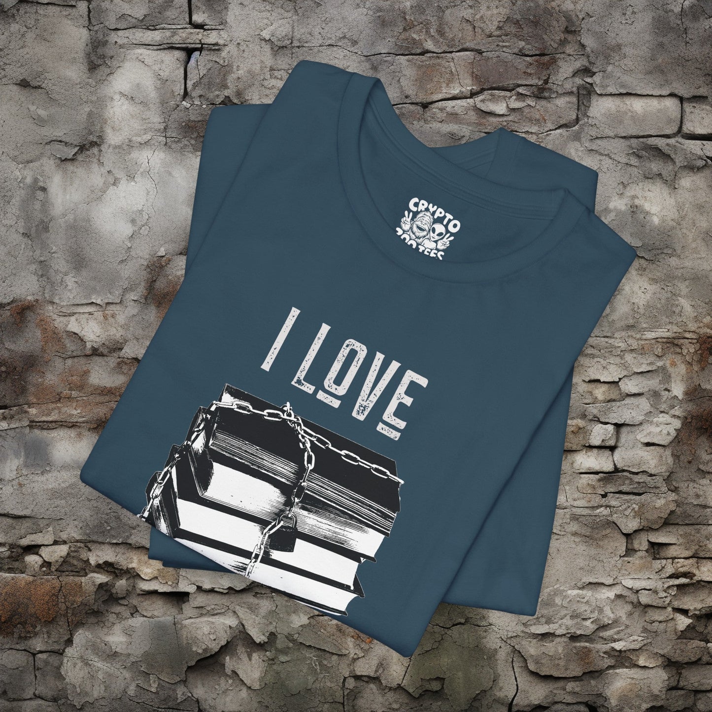 T-Shirt - I Love Banned Books Tee | Bella + Canvas Unisex T-shirt from Crypto Zoo Tees