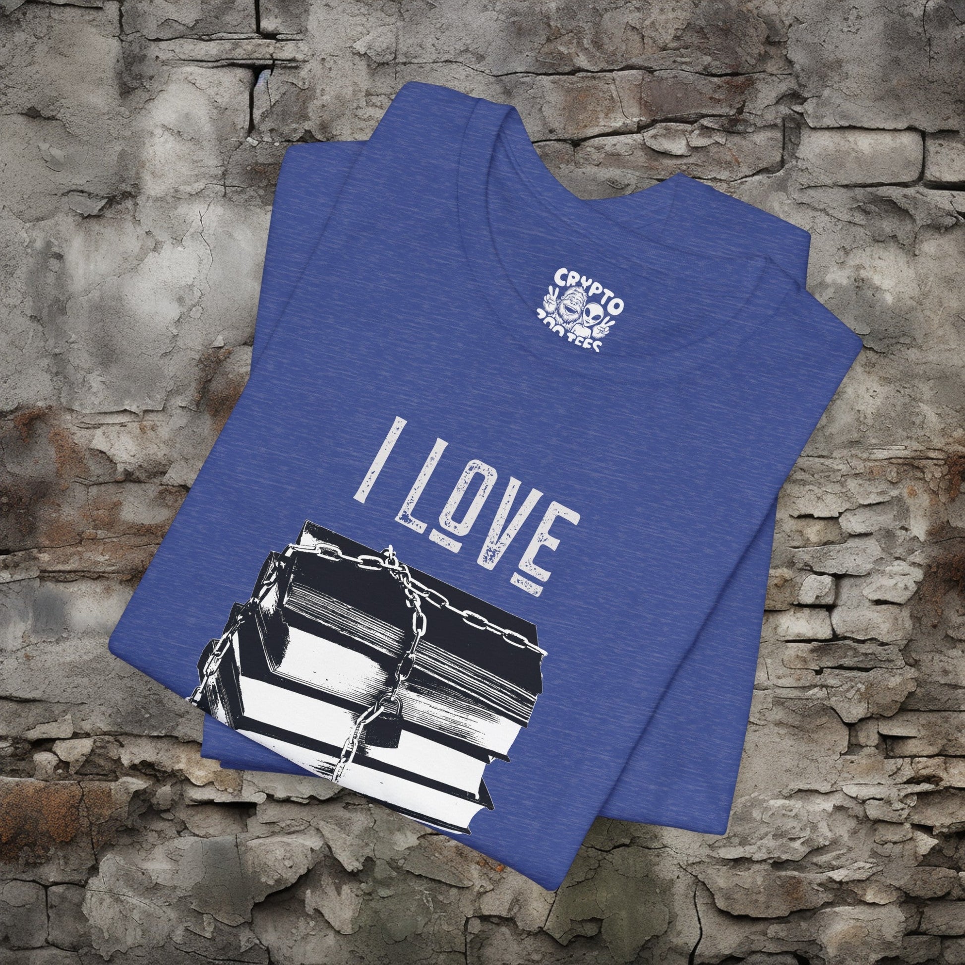 T-Shirt - I Love Banned Books Tee | Bella + Canvas Unisex T-shirt from Crypto Zoo Tees