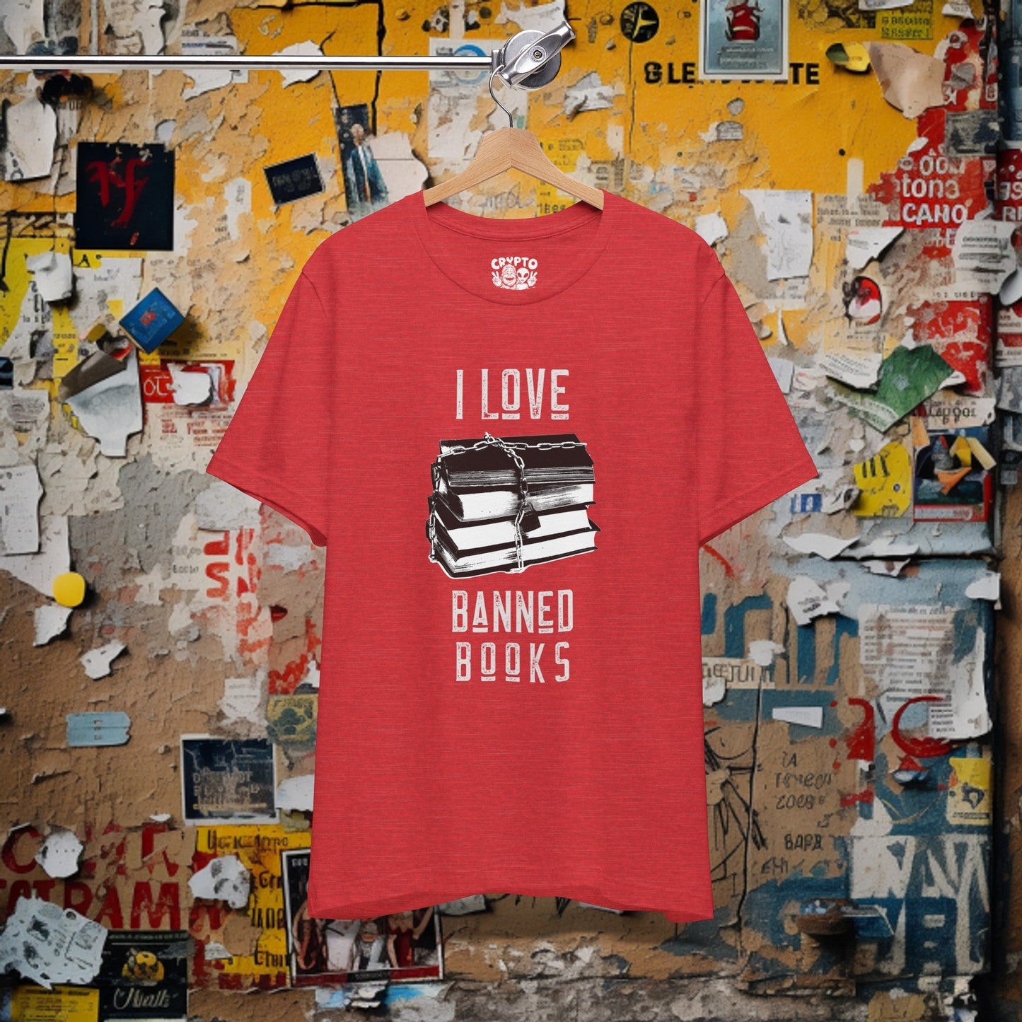 T-Shirt - I Love Banned Books Tee | Bella + Canvas Unisex T-shirt from Crypto Zoo Tees