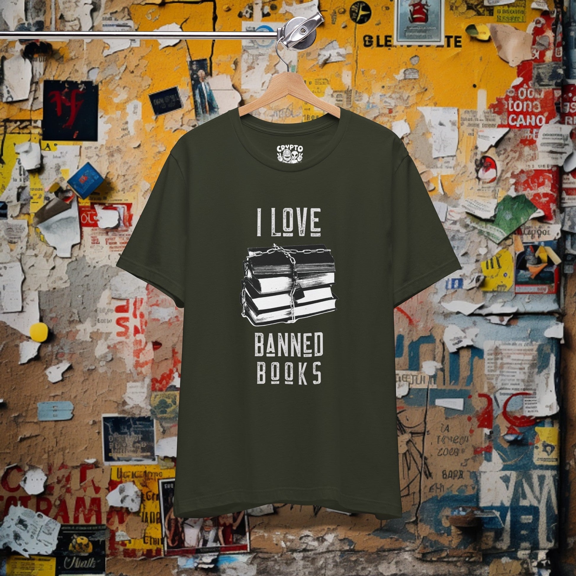 T-Shirt - I Love Banned Books Tee | Bella + Canvas Unisex T-shirt from Crypto Zoo Tees