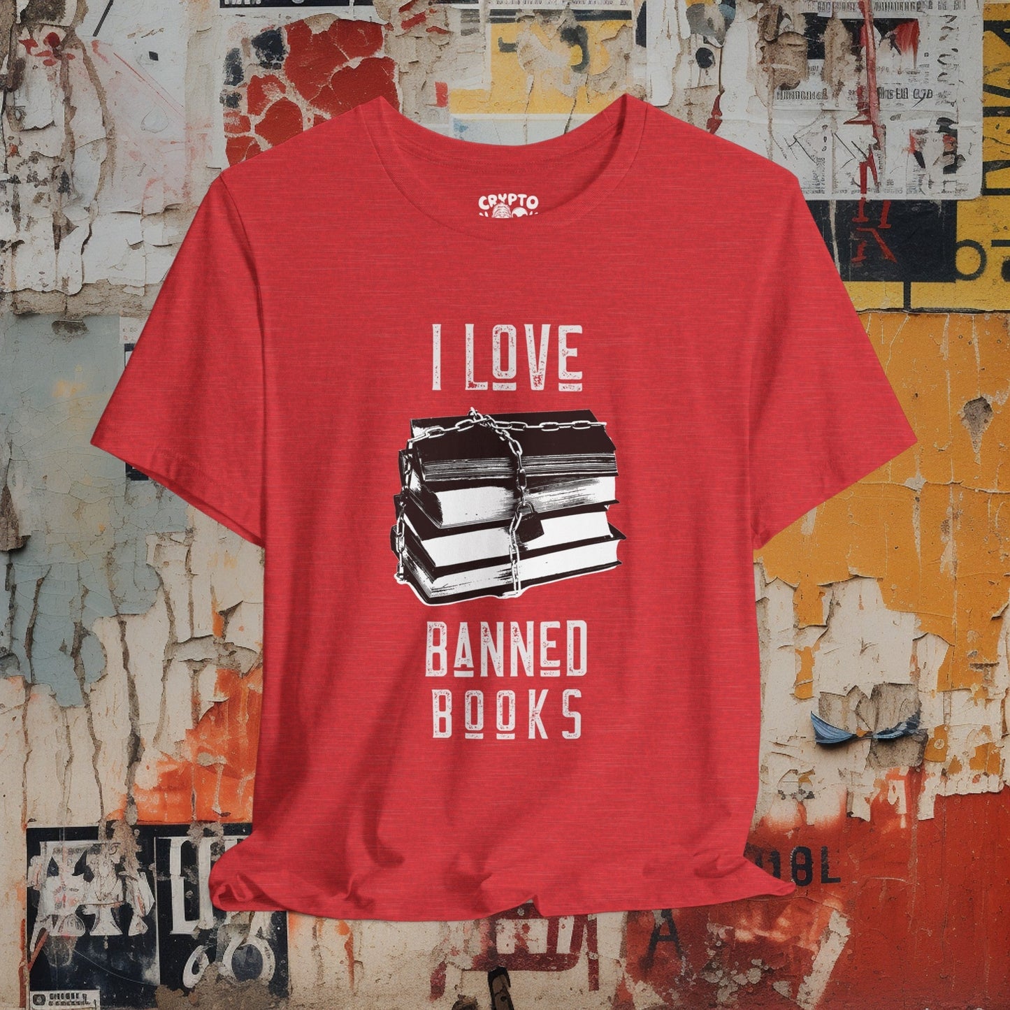 T-Shirt - I Love Banned Books Tee | Bella + Canvas Unisex T-shirt from Crypto Zoo Tees