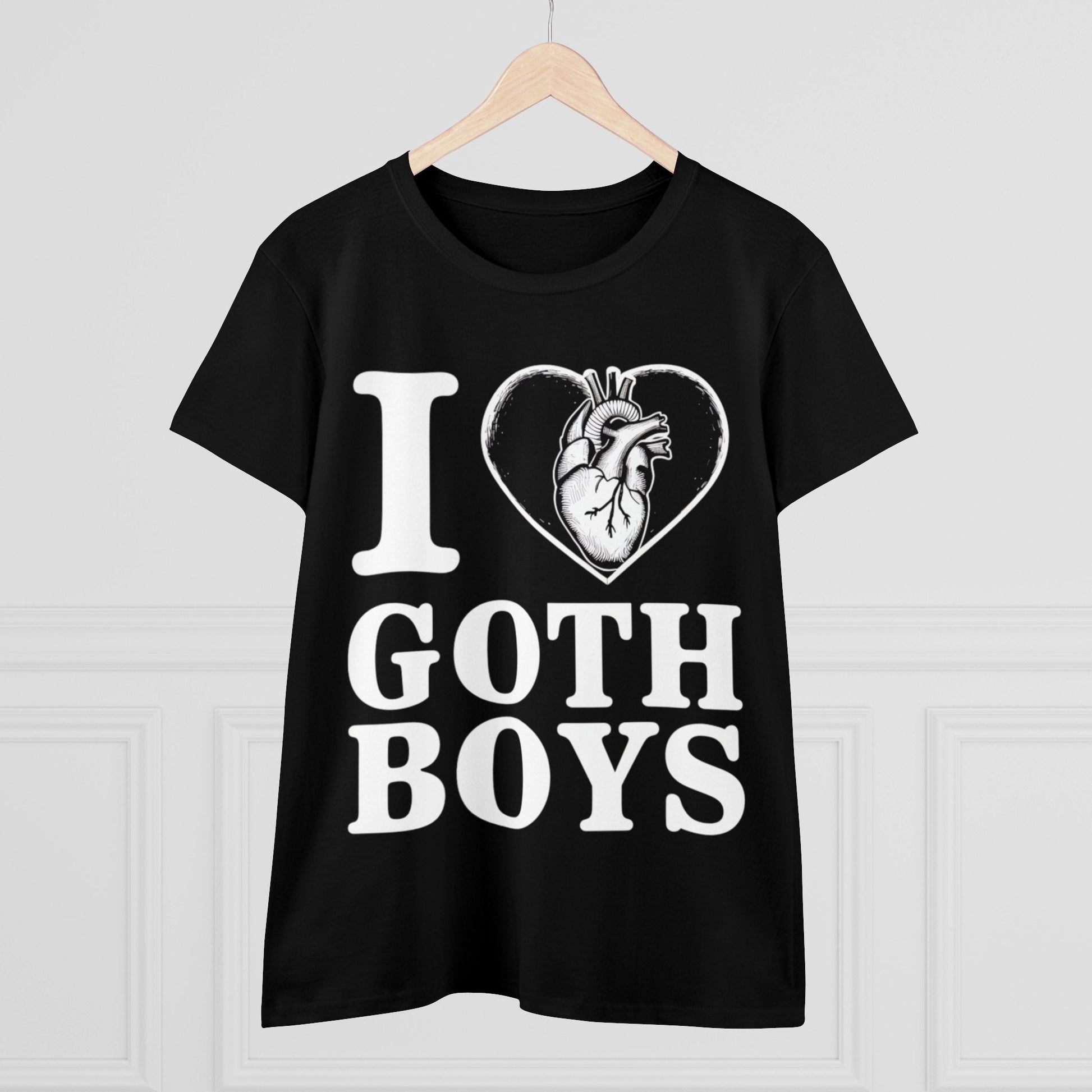 T-Shirt - I Love (Heart) Goth Boys | Women's T-Shirt | Cotton Ladies Tee from Crypto Zoo Tees