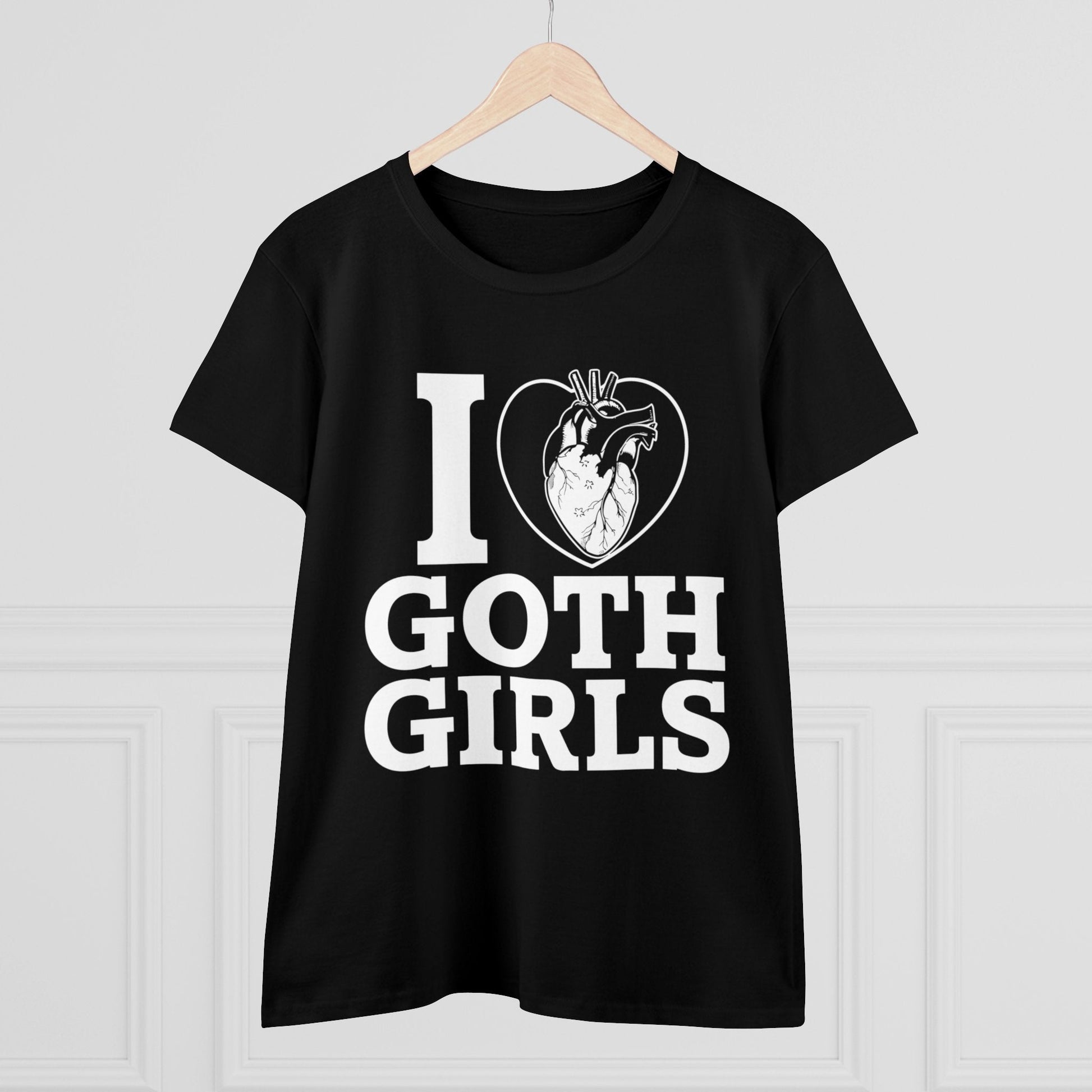 T-Shirt - I Love (Heart) Goth Girls | Women's T-Shirt | Cotton Ladies Tee from Crypto Zoo Tees