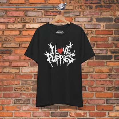 T-Shirt - I Love Puppies T-Shirt | Unisex T-shirt | Funny, Animals | Death Metal Style from Crypto Zoo Tees