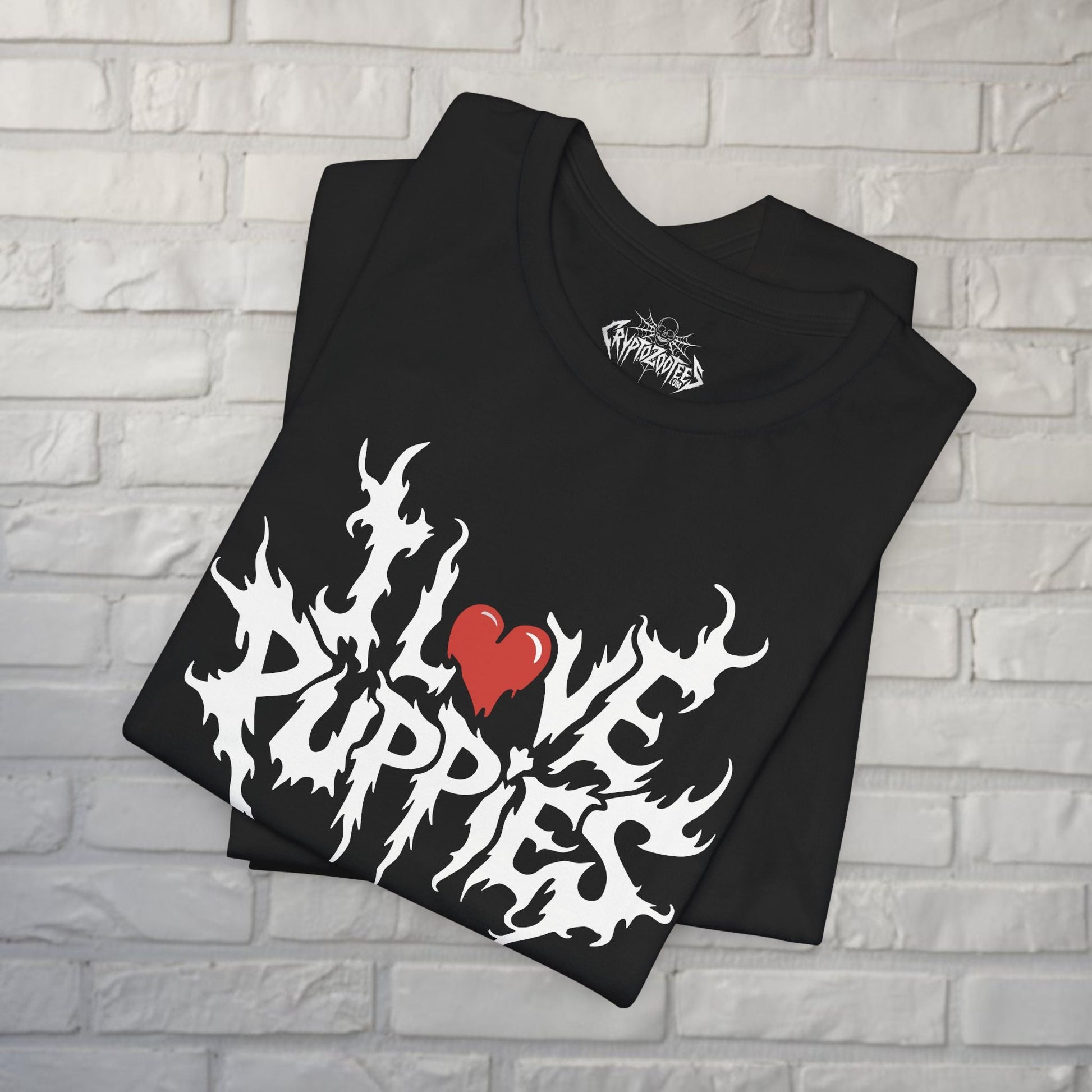 T-Shirt - I Love Puppies T-Shirt | Unisex T-shirt | Funny, Animals | Death Metal Style from Crypto Zoo Tees