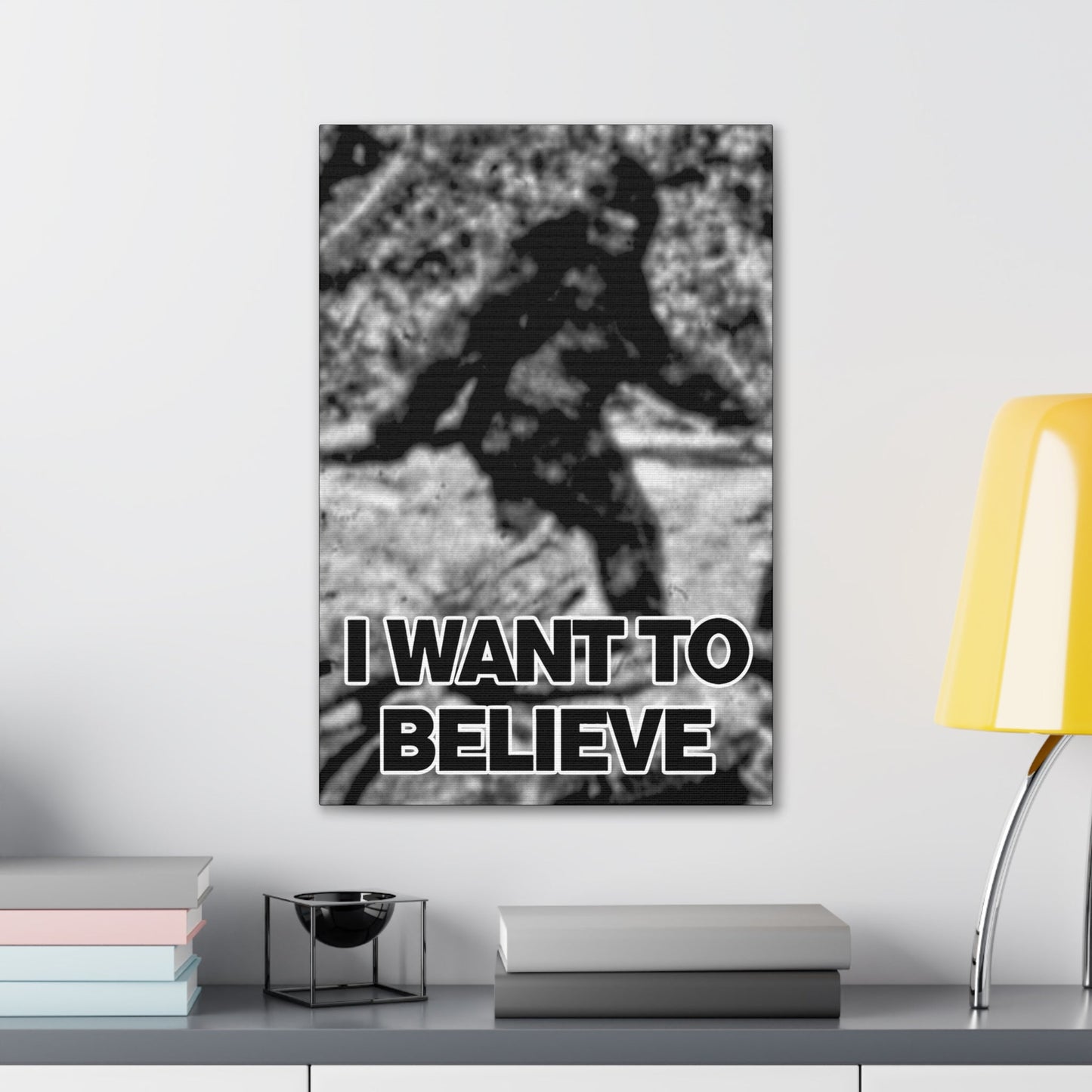 Canvas - I Want to Believe in Bigfoot Sasquatch Wall Art - Vibrant Canvas Print from Crypto Zoo Tees