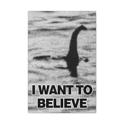 Canvas - I Want to Believe in Nessie Loch Ness Monster Canvas Print - Vibrant Wall Art from Crypto Zoo Tees