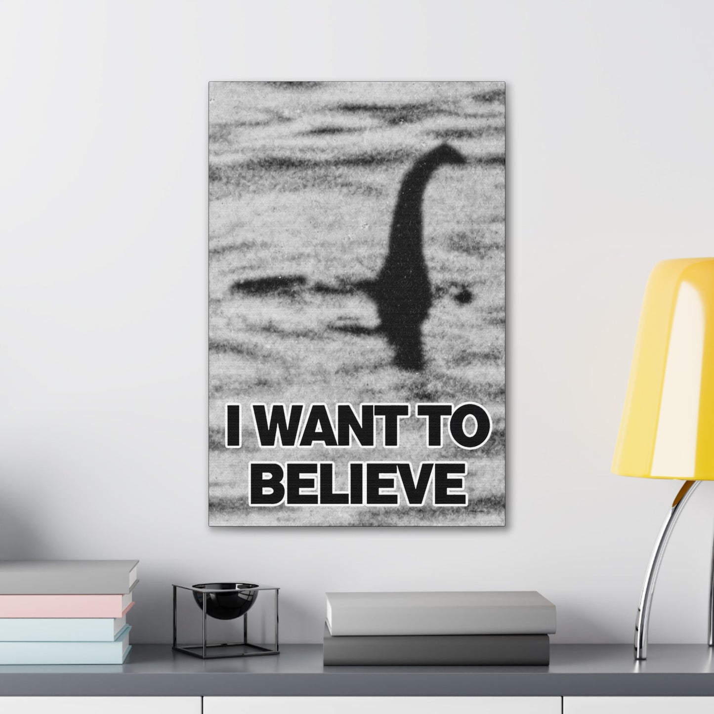 Canvas - I Want to Believe in Nessie Loch Ness Monster Canvas Print - Vibrant Wall Art from Crypto Zoo Tees