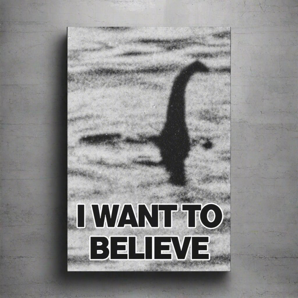 Canvas - I Want to Believe in Nessie Loch Ness Monster Canvas Print - Vibrant Wall Art from Crypto Zoo Tees