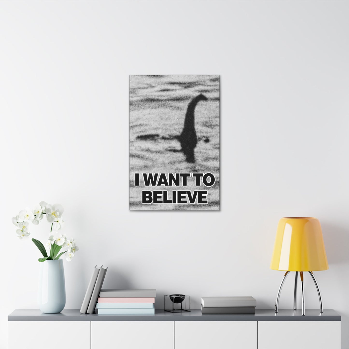 Canvas - I Want to Believe in Nessie Loch Ness Monster Canvas Print - Vibrant Wall Art from Crypto Zoo Tees