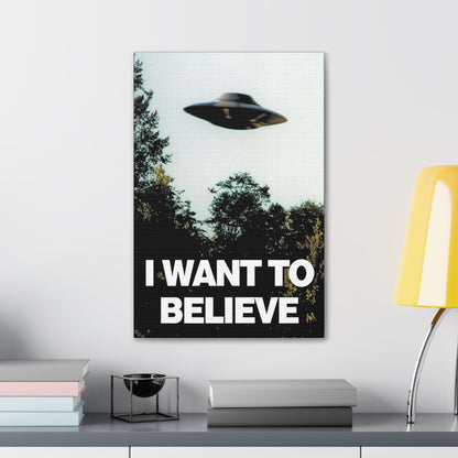 Canvas - I Want to Believe in UFOs Canvas Gallery Wrap - Vibrant Wall Art from Crypto Zoo Tees