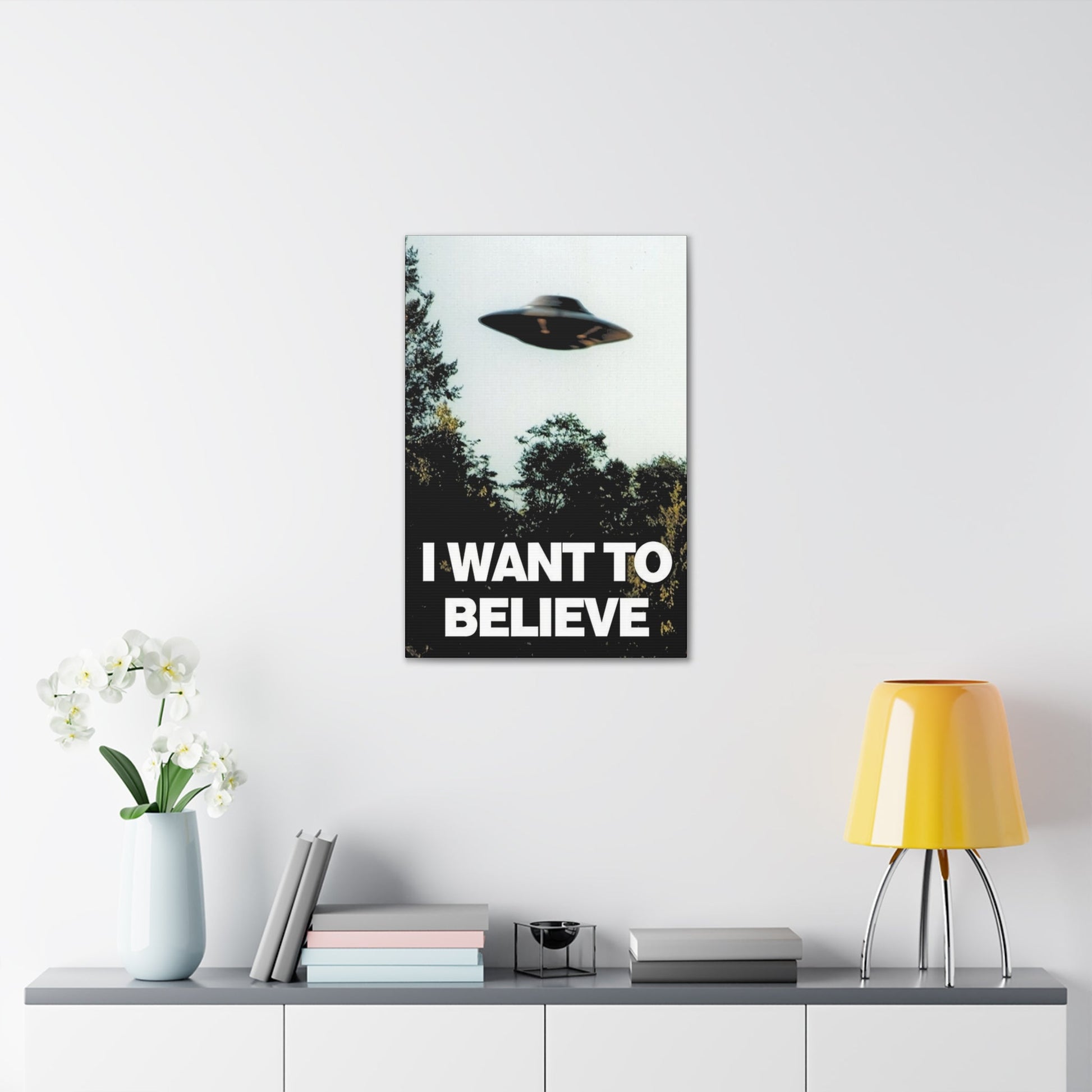 Canvas - I Want to Believe in UFOs Canvas Gallery Wrap - Vibrant Wall Art from Crypto Zoo Tees