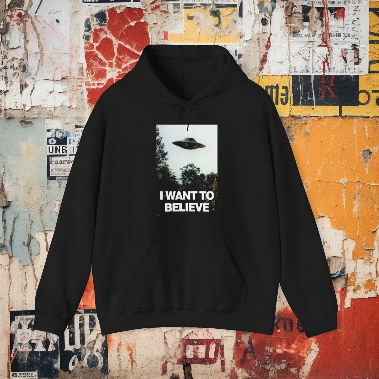 Hoodie - I Want To Believe In UFOs Single Sided Hoodie from Crypto Zoo Tees