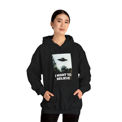 Hoodie - I Want To Believe In UFOs Single Sided Hoodie from Crypto Zoo Tees