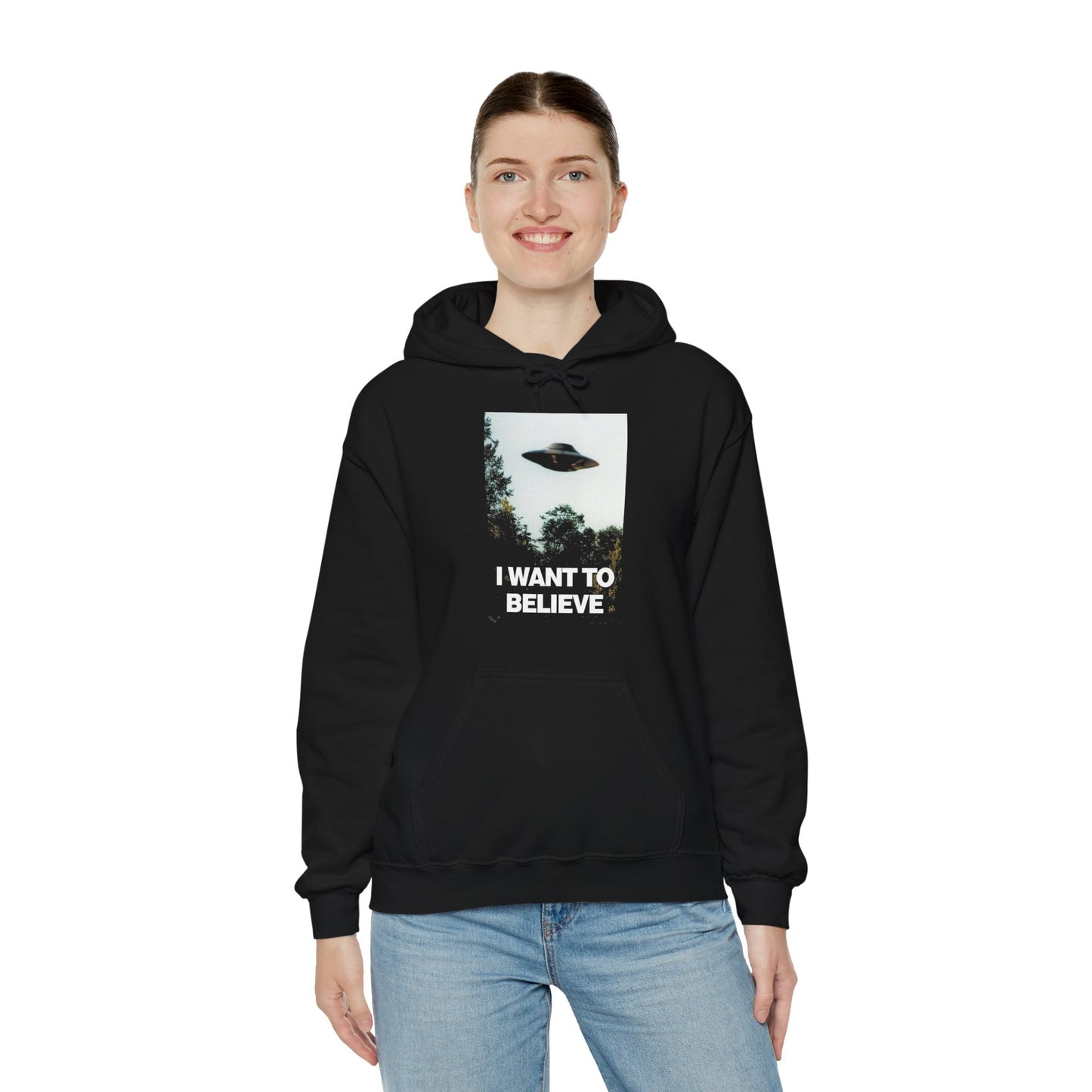 Hoodie - I Want To Believe In UFOs Single Sided Hoodie from Crypto Zoo Tees