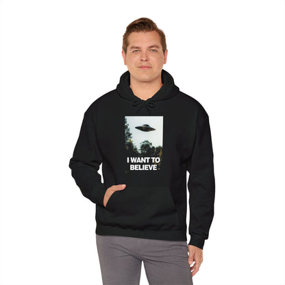 Hoodie - I Want To Believe In UFOs Single Sided Hoodie from Crypto Zoo Tees