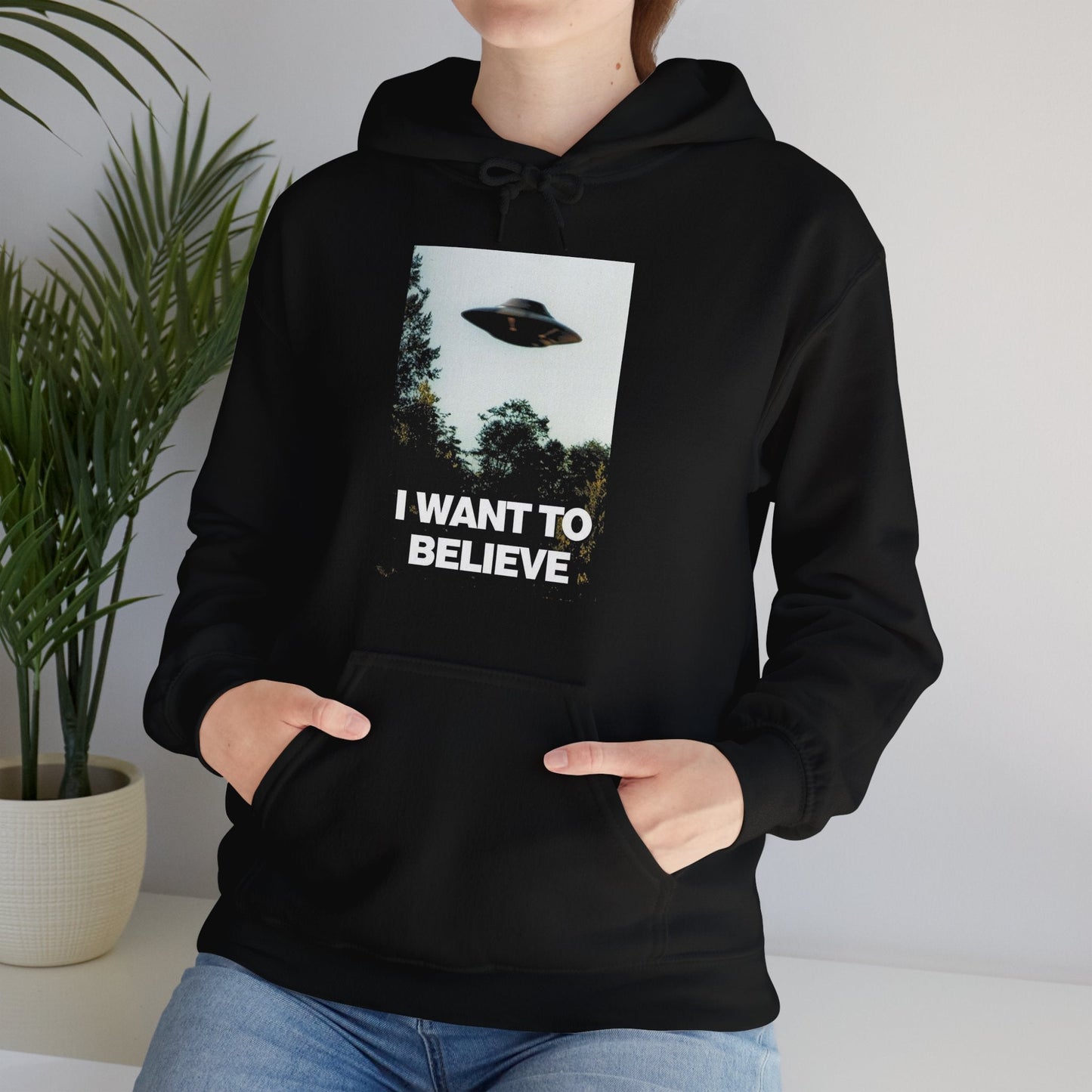 Hoodie - I Want To Believe In UFOs Single Sided Hoodie from Crypto Zoo Tees