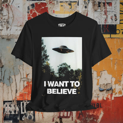 T-Shirt - I Want to Believe Tee | Alien & UFO, Horror | Kids Tee from Crypto Zoo Tees
