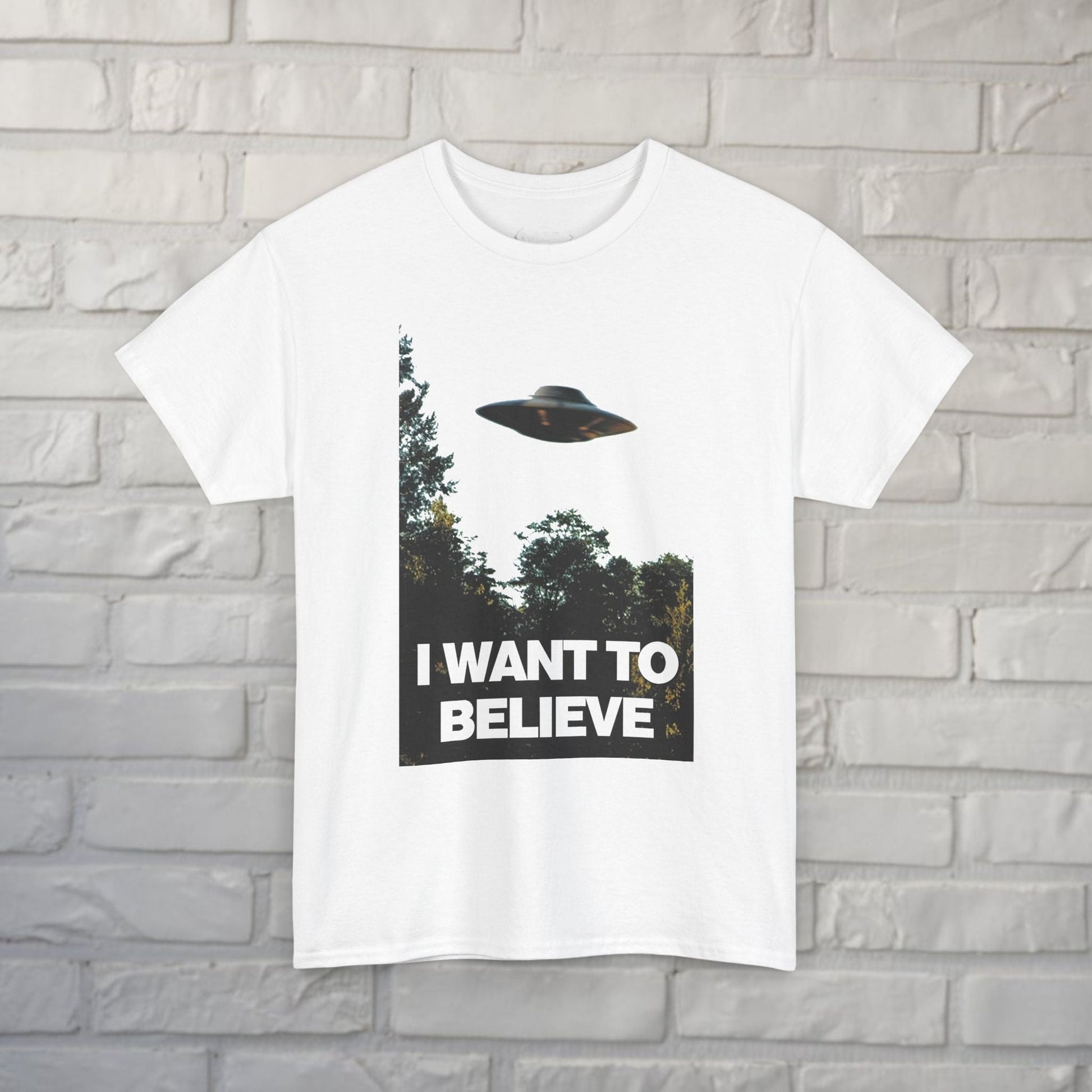 T-Shirt - I Want To Believe UFO Shirt | Alien & UFO | Unisex Heavy Cotton - Gildan 5000 from Crypto Zoo Tees