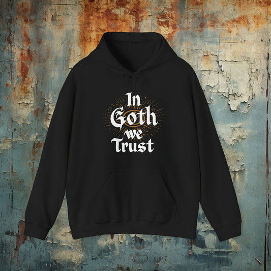 Hoodie - In Goth We Trust | Hoodie | Hooded Sweatshirt from Crypto Zoo Tees