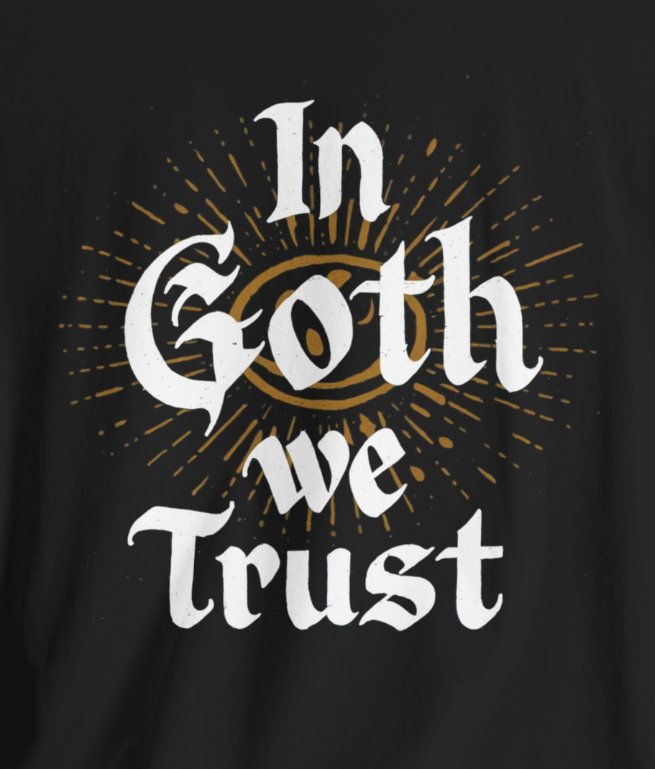 T-Shirt - In Goth We Trust Tee | Bella + Canvas Unisex T-shirt from Crypto Zoo Tees