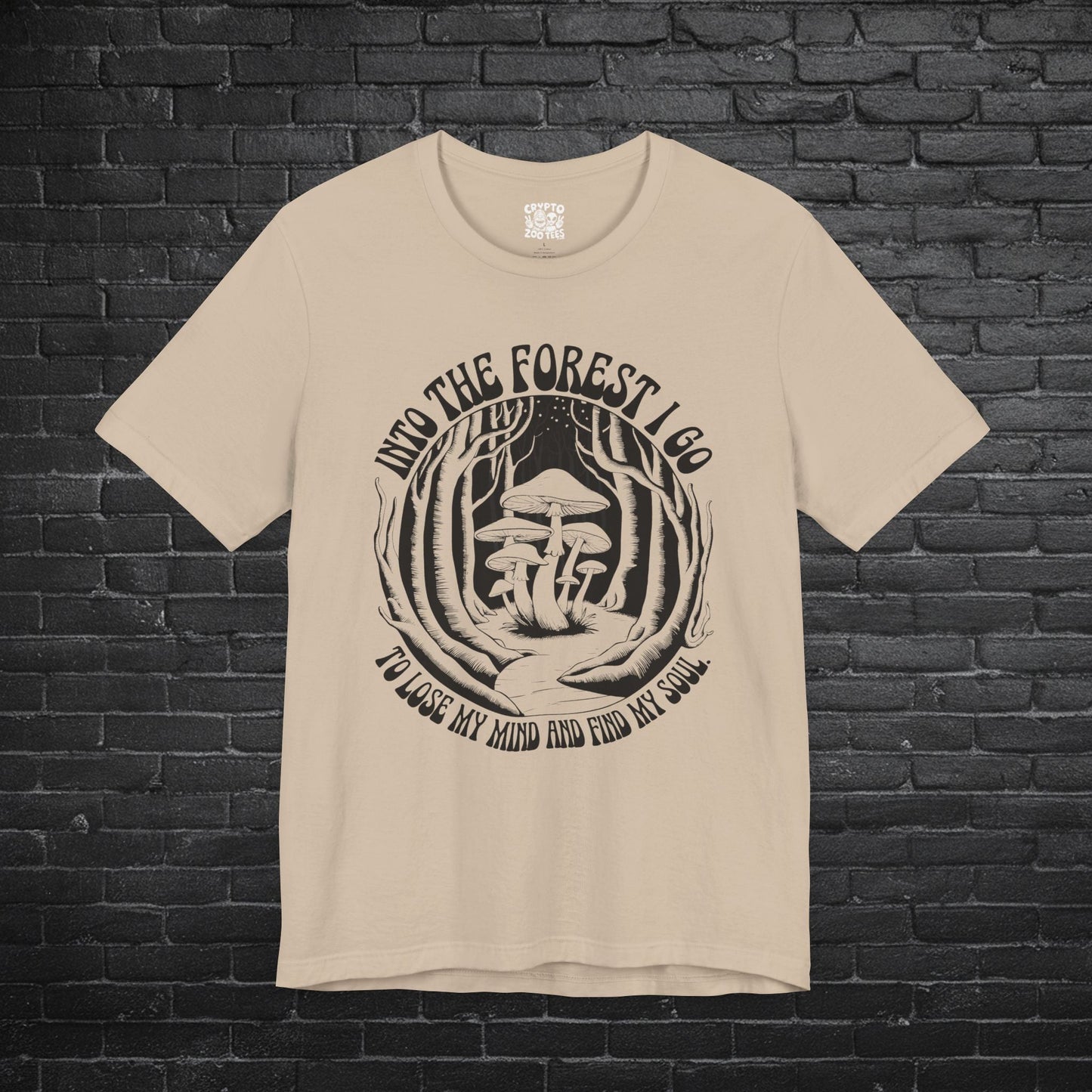 T-Shirt - Into The Forest I Go Vintage Shroom Tee | Psychedelic Unisex Shirt from Crypto Zoo Tees