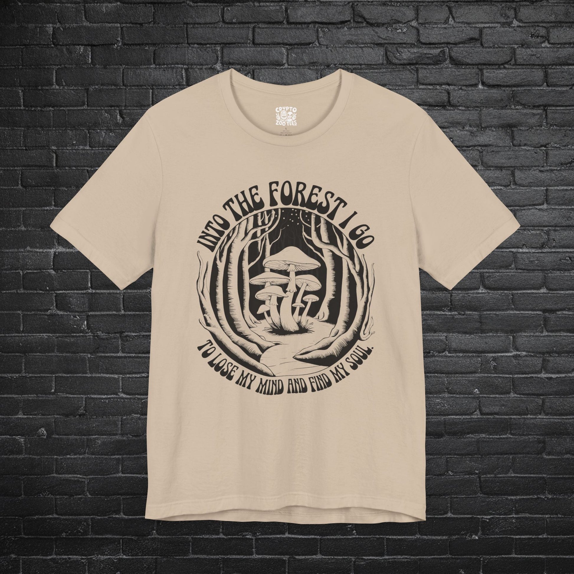 T-Shirt - Into The Forest I Go Vintage Shroom Tee | Psychedelic Unisex Shirt from Crypto Zoo Tees
