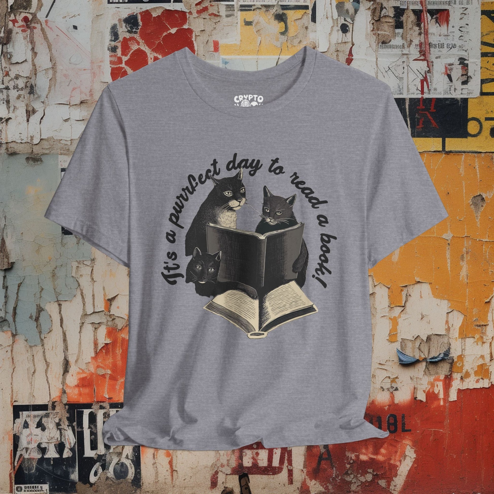 T-Shirt - It’s a Purrfect Day to Read a Book Tee | Unisex T-shirt | Cats, Books | Cute, Cozy from Crypto Zoo Tees