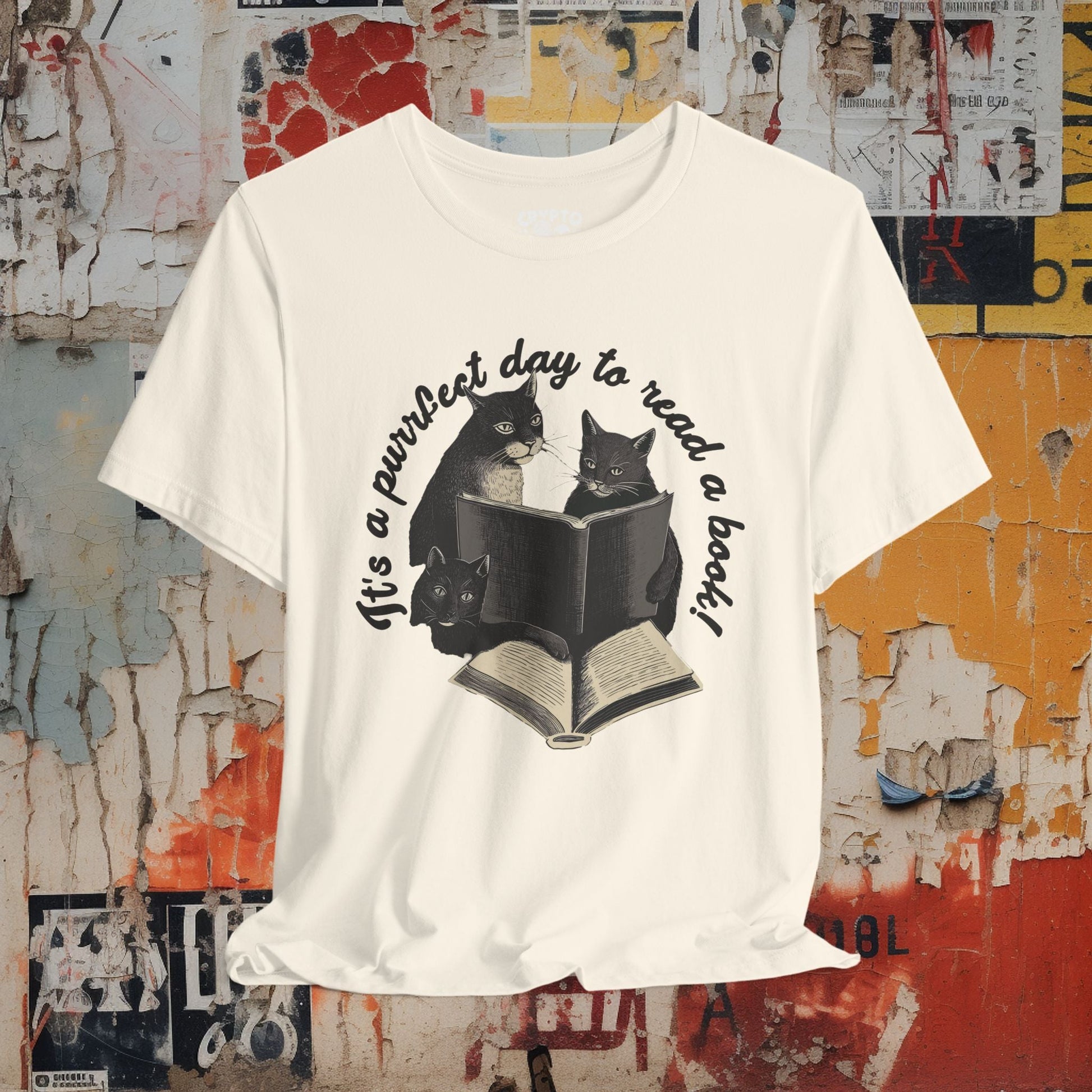 T-Shirt - It’s a Purrfect Day to Read a Book Tee | Unisex T-shirt | Cats, Books | Cute, Cozy from Crypto Zoo Tees