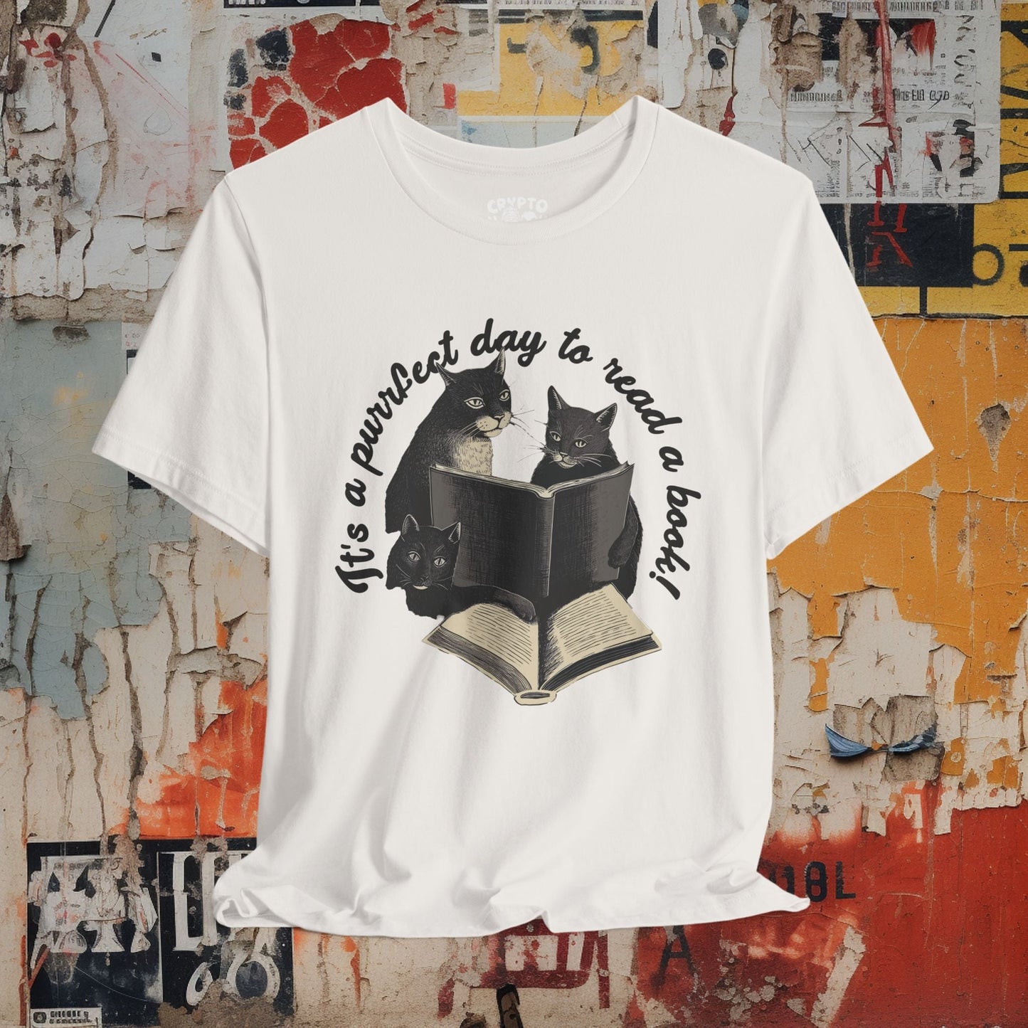 T-Shirt - It’s a Purrfect Day to Read a Book Tee | Unisex T-shirt | Cats, Books | Cute, Cozy from Crypto Zoo Tees