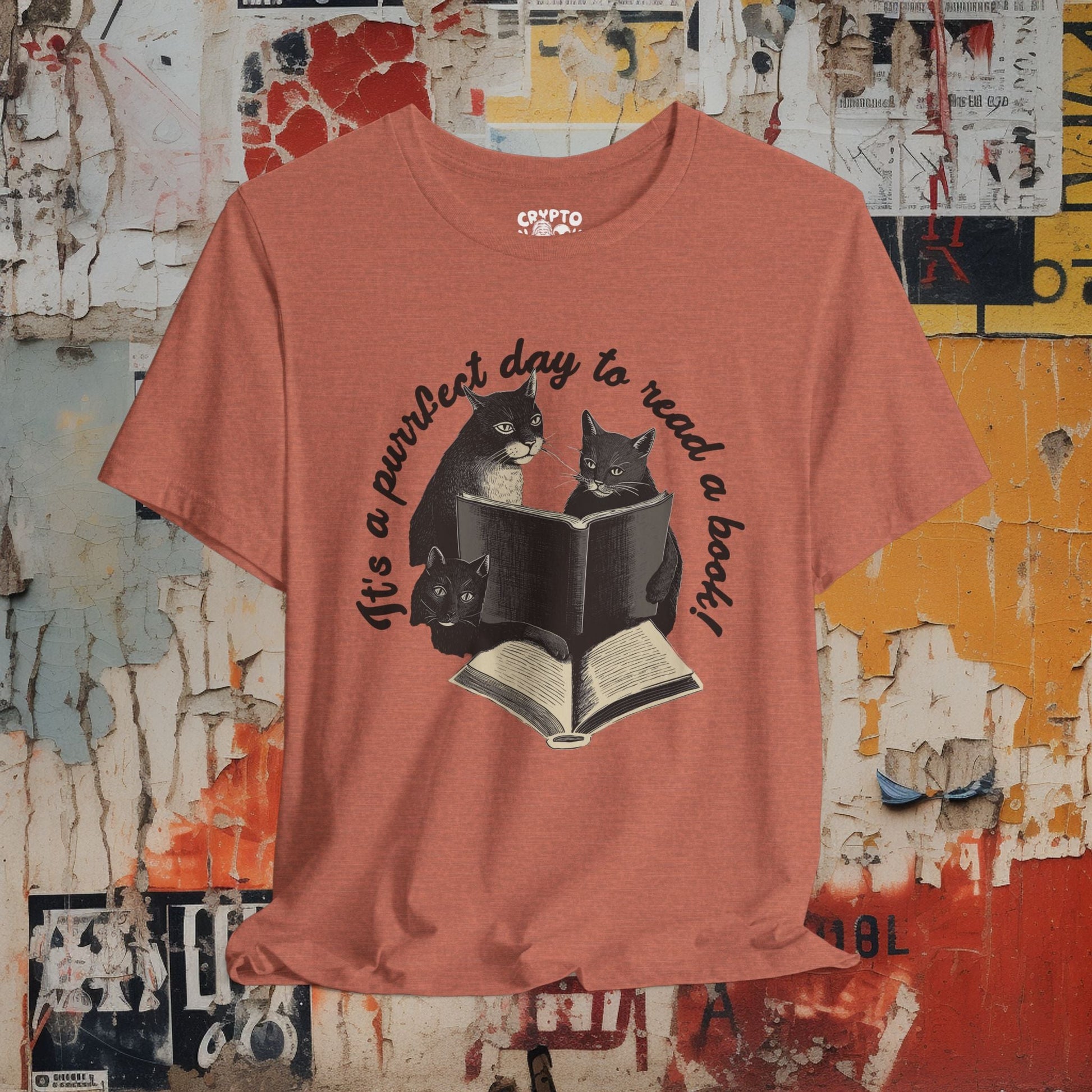 T-Shirt - It’s a Purrfect Day to Read a Book Tee | Unisex T-shirt | Cats, Books | Cute, Cozy from Crypto Zoo Tees