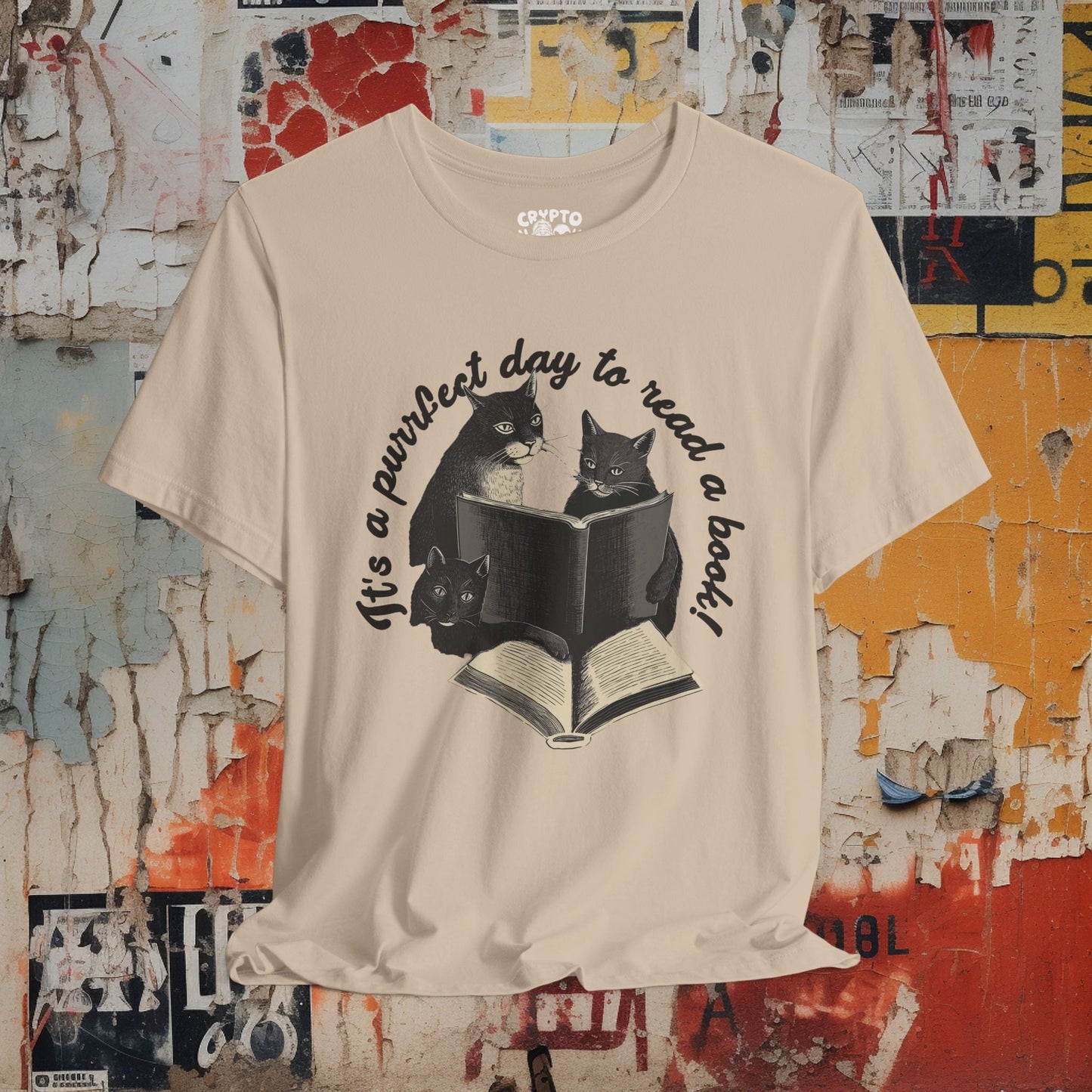 T-Shirt - It’s a Purrfect Day to Read a Book Tee | Unisex T-shirt | Cats, Books | Cute, Cozy from Crypto Zoo Tees