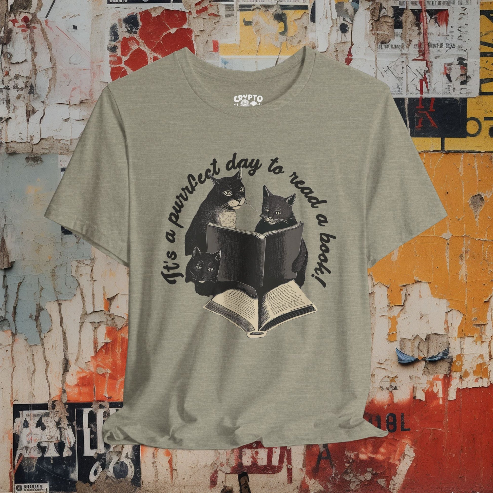 T-Shirt - It’s a Purrfect Day to Read a Book Tee | Unisex T-shirt | Cats, Books | Cute, Cozy from Crypto Zoo Tees