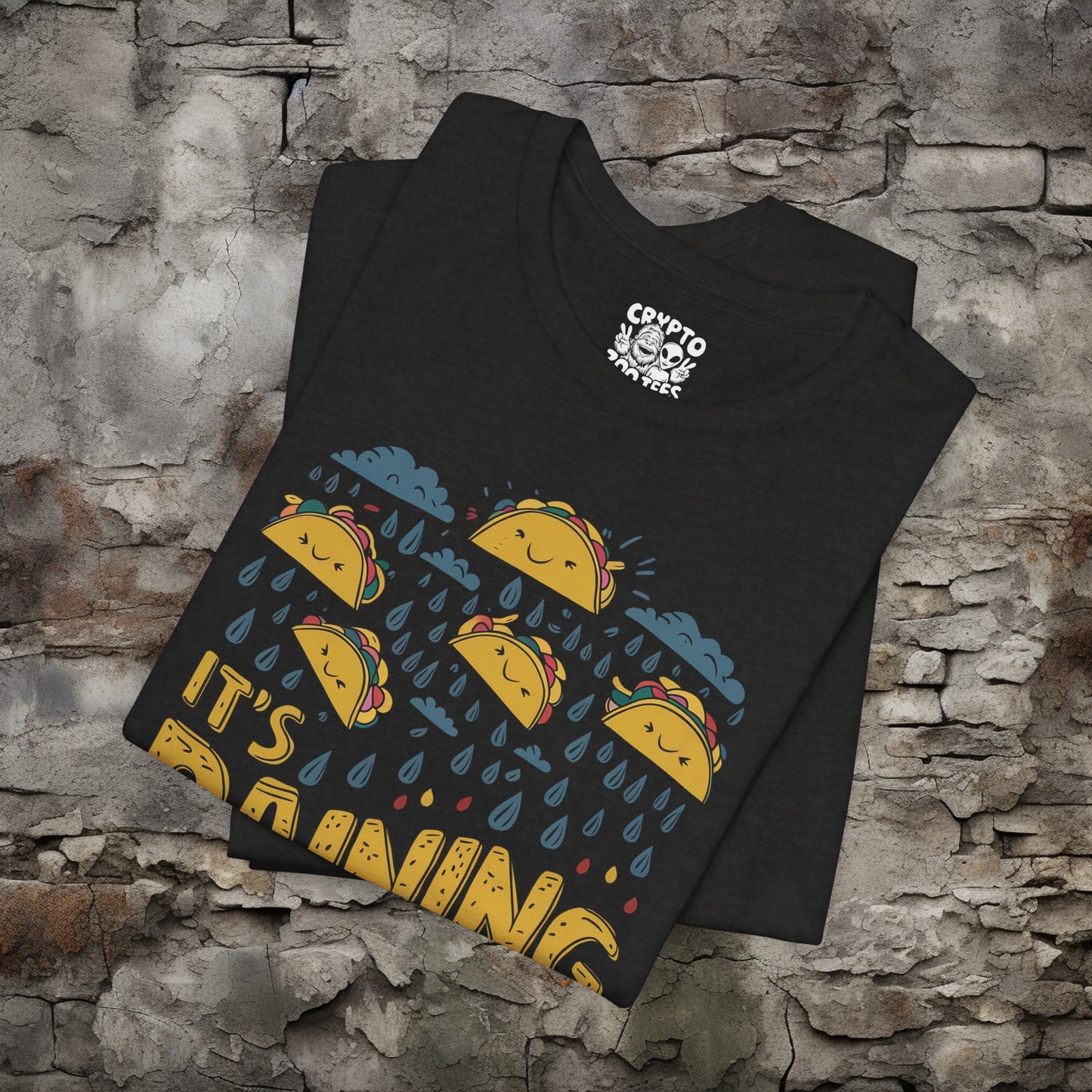 T-Shirt - It's Raining Tacos Funny Food Shirt | Bella + Canvas Unisex T-shirt from Crypto Zoo Tees