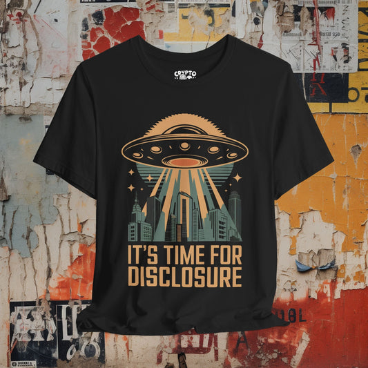 T-Shirt - Its Time for Disclosure Alien Shirt UFO Enthusiast T-Shirt Extraterrestrial Graphic Tee Gift for UFO Fans Space and Alien Apparel from Crypto Zoo Tees