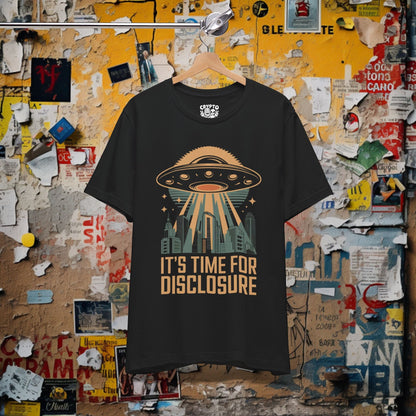 T-Shirt - Its Time for Disclosure Alien Shirt UFO Enthusiast T-Shirt Extraterrestrial Graphic Tee Gift for UFO Fans Space and Alien Apparel from Crypto Zoo Tees