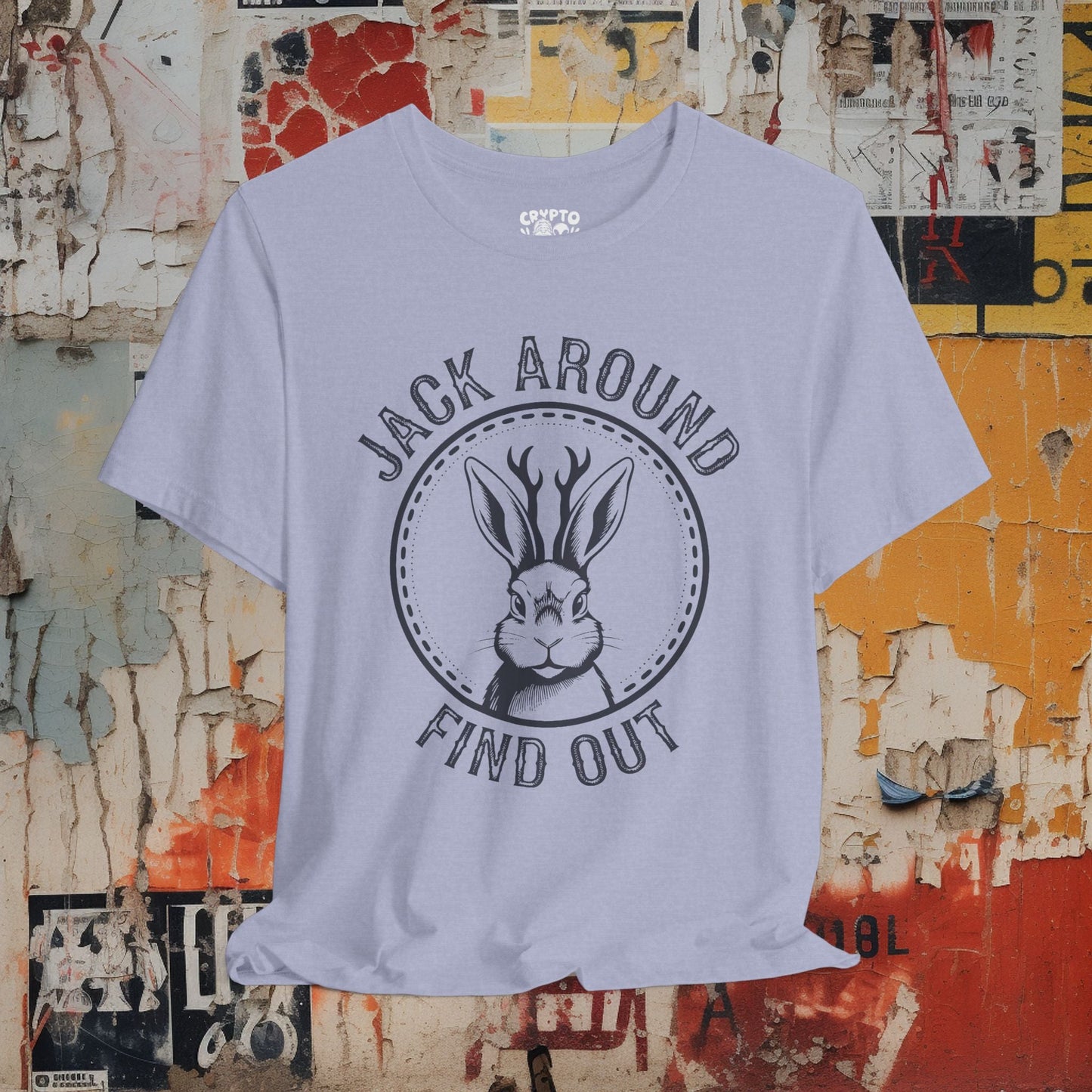 T-Shirt - JACK AROUND find out Tee, Retro Graphic Shirt, Funny Quirky T-Shirt, Unique Unisex Apparel, Chicken Tee, Edgy Nostalgic Shirt from Crypto Zoo Tees