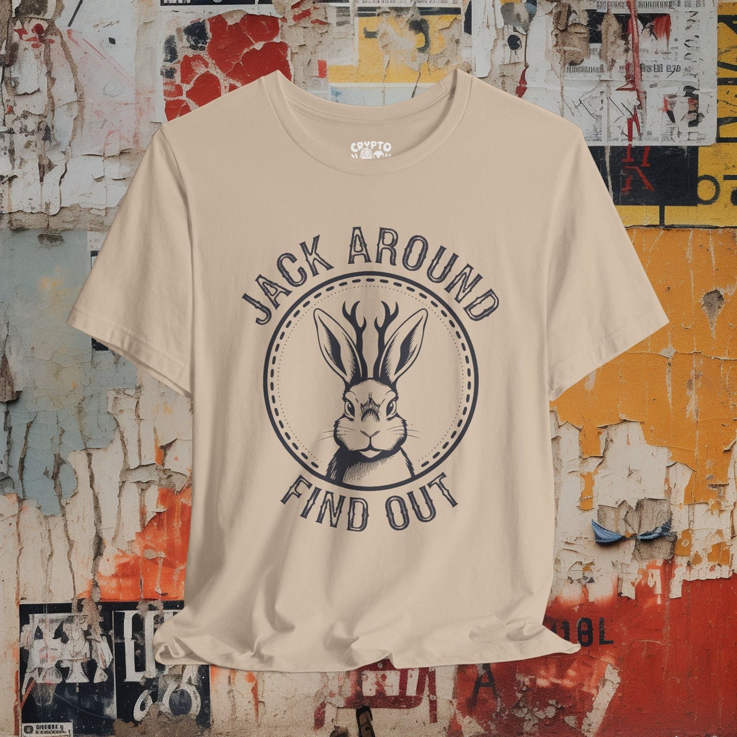 T-Shirt - JACK AROUND find out Tee, Retro Graphic Shirt, Funny Quirky T-Shirt, Unique Unisex Apparel, Chicken Tee, Edgy Nostalgic Shirt from Crypto Zoo Tees