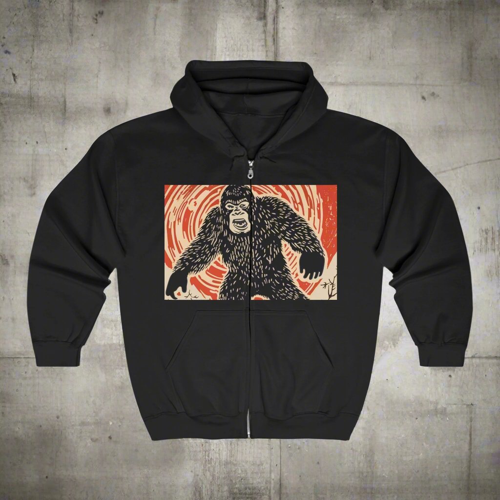 Hoodie - Japanese Bigfoot 2 Sided Zipper Zip Up Hoodie from Crypto Zoo Tees