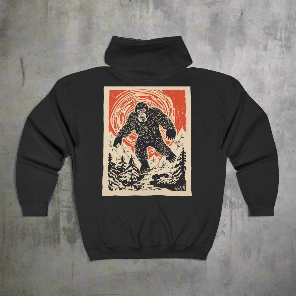 Hoodie - Japanese Bigfoot 2 Sided Zipper Zip Up Hoodie from Crypto Zoo Tees